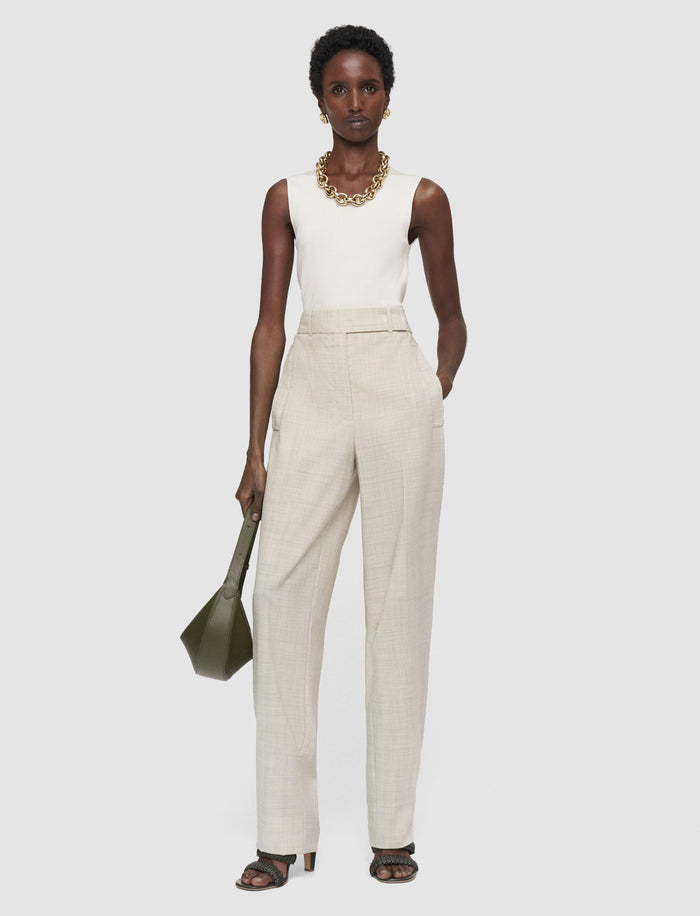 White Zen Light Wool Trousers - Joseph
